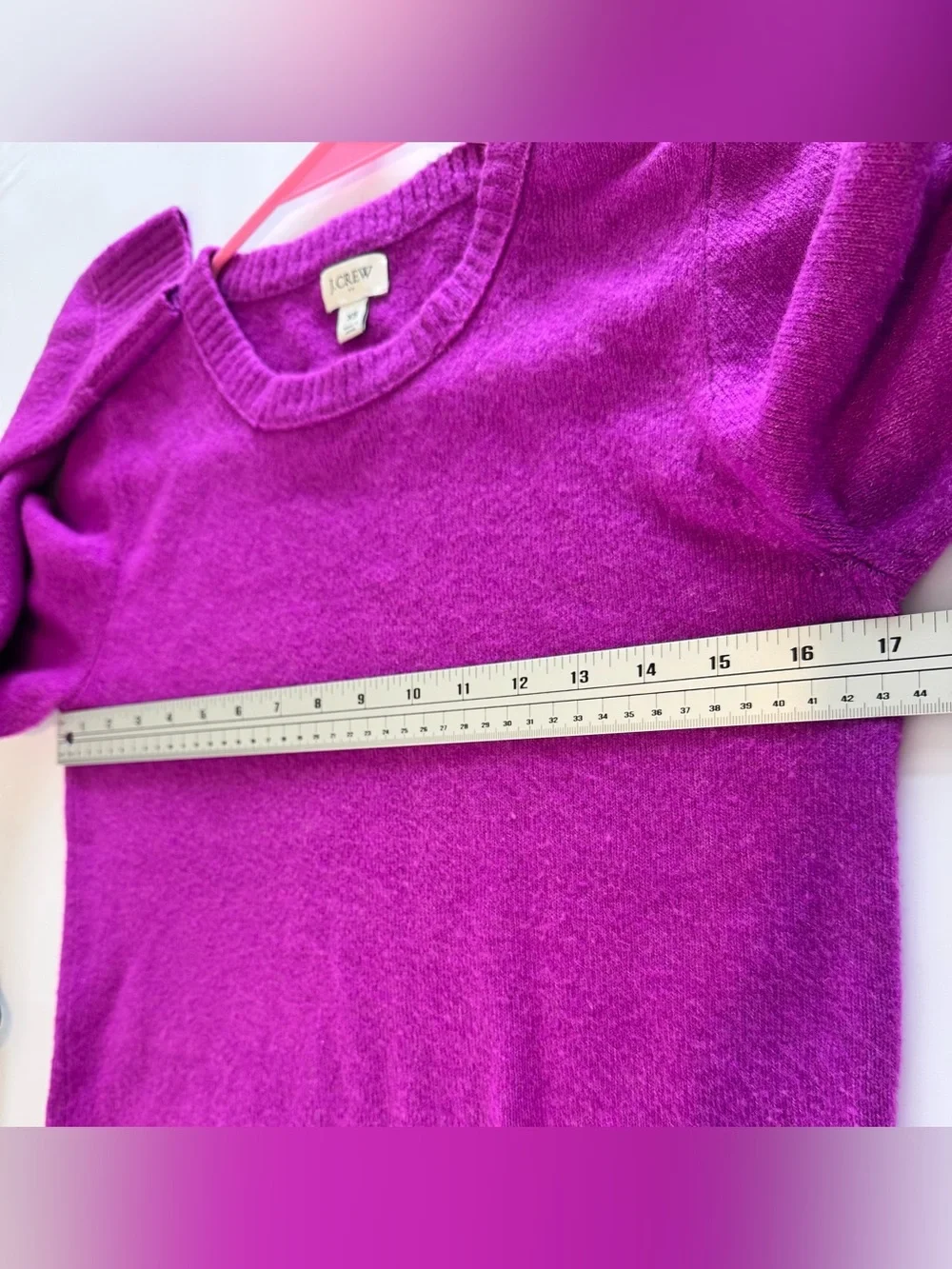 J.Crew Wool Blend Fuchsia Brushed Knit Crewneck Sweater XS Soft Cozy